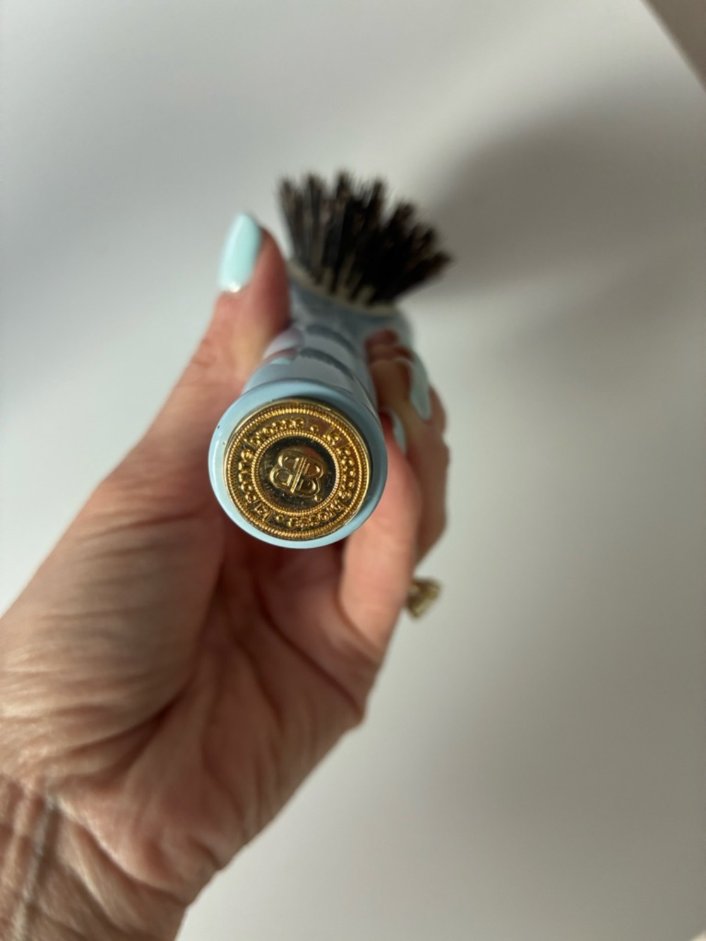 Blue Round Hair Brush with Gold Accent